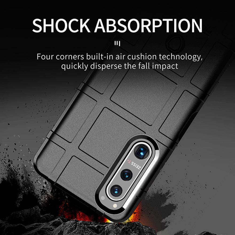 Rugged Square Grid Texture Shock-proof TPU Protective Cover Case for Sony Xperia 5 III 5G