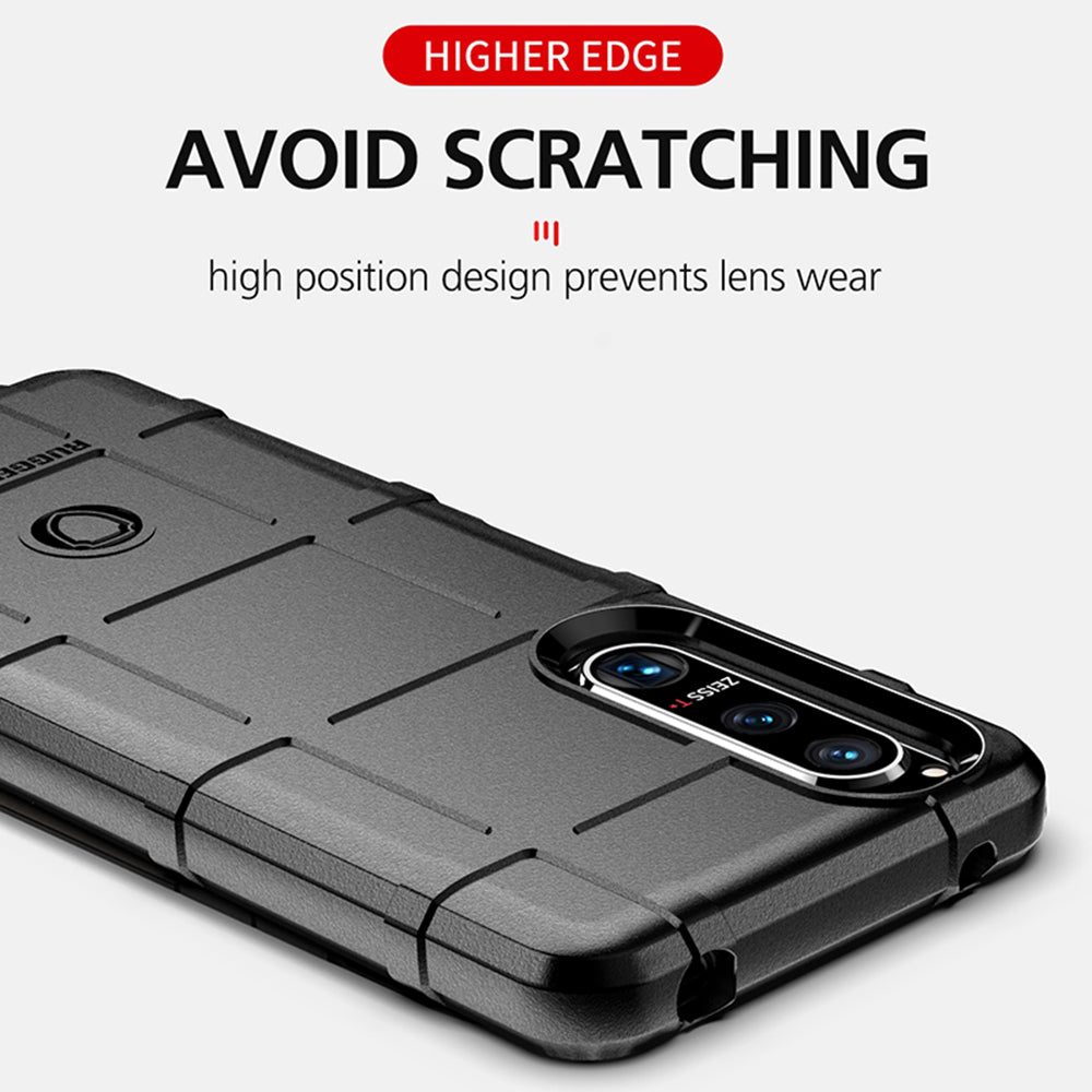 Rugged Square Grid Texture Shock-proof TPU Protective Cover Case for Sony Xperia 5 III 5G