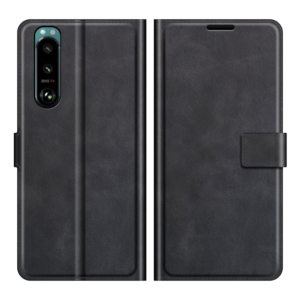 Leather Wallet Stand Protective Case Magnetic Square Clasp Cover for Sony Sony Xperia 5 III 5G