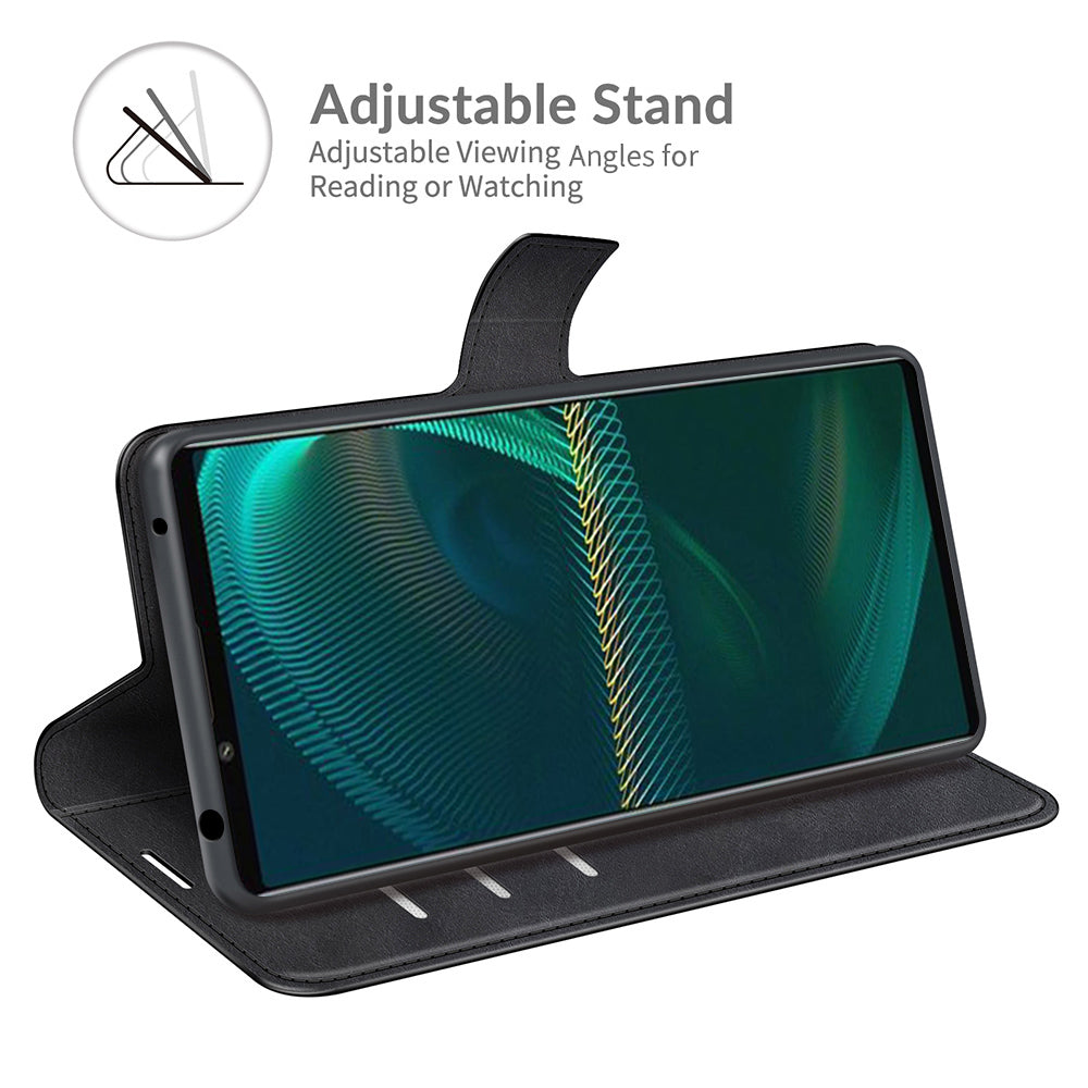 Leather Wallet Stand Protective Case Magnetic Square Clasp Cover for Sony Sony Xperia 5 III 5G