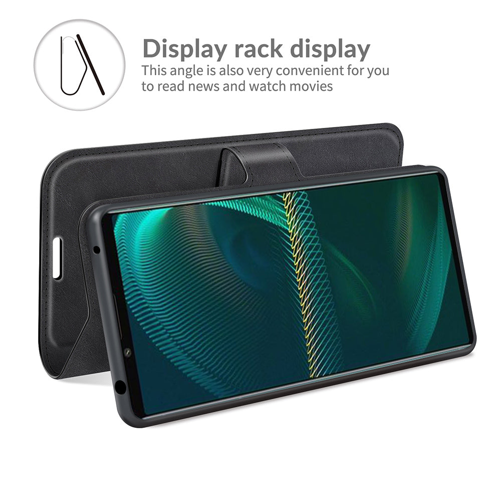 Leather Wallet Stand Protective Case Magnetic Square Clasp Cover for Sony Sony Xperia 5 III 5G