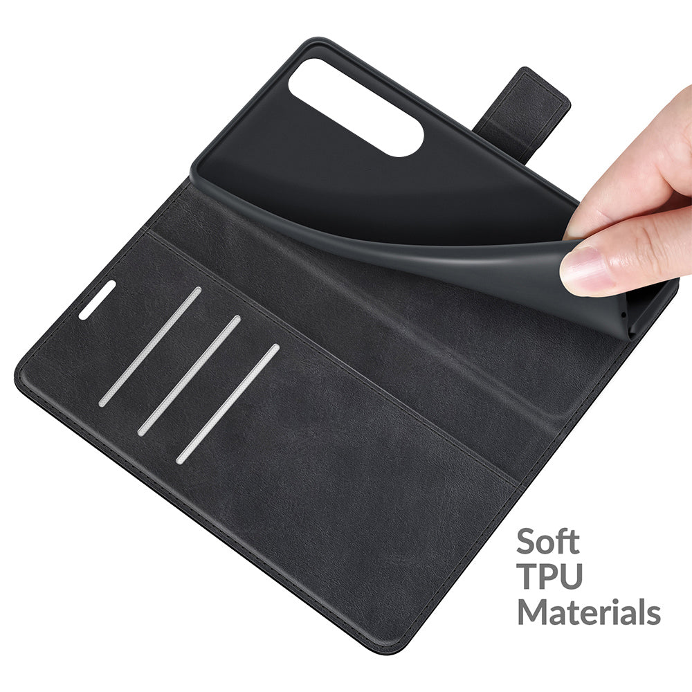 Leather Wallet Stand Protective Case Magnetic Square Clasp Cover for Sony Sony Xperia 5 III 5G