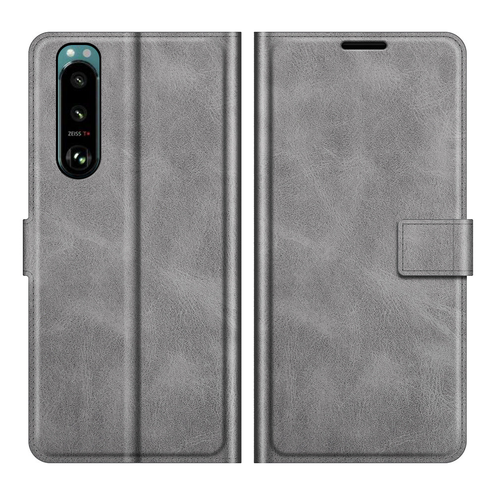 Leather Wallet Stand Protective Case Magnetic Square Clasp Cover for Sony Sony Xperia 5 III 5G