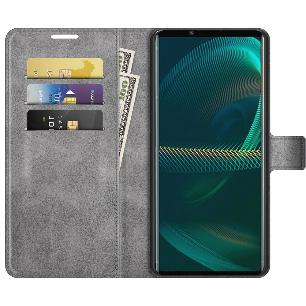 Leather Wallet Stand Protective Case Magnetic Square Clasp Cover for Sony Sony Xperia 5 III 5G