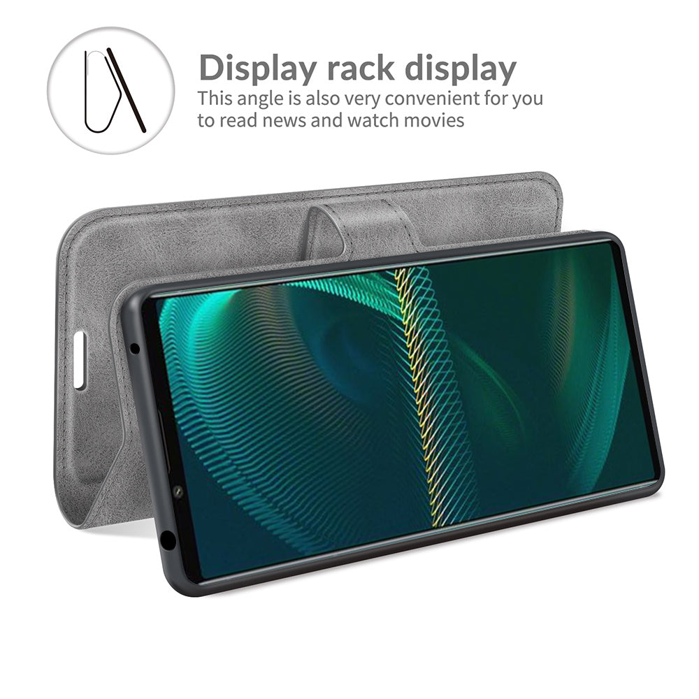 Leather Wallet Stand Protective Case Magnetic Square Clasp Cover for Sony Sony Xperia 5 III 5G