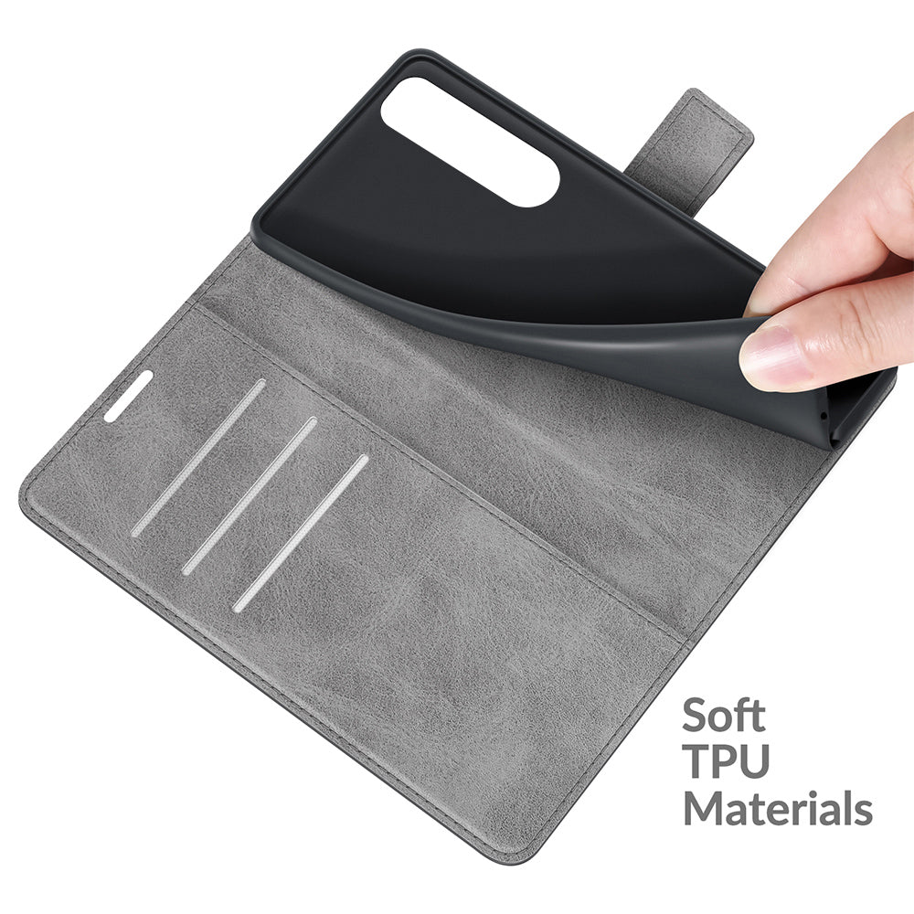Leather Wallet Stand Protective Case Magnetic Square Clasp Cover for Sony Sony Xperia 5 III 5G