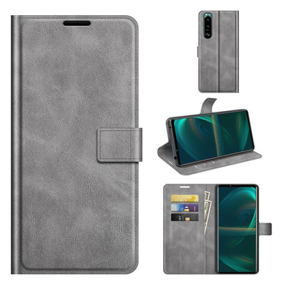 Leather Wallet Stand Protective Case Magnetic Square Clasp Cover for Sony Sony Xperia 5 III 5G