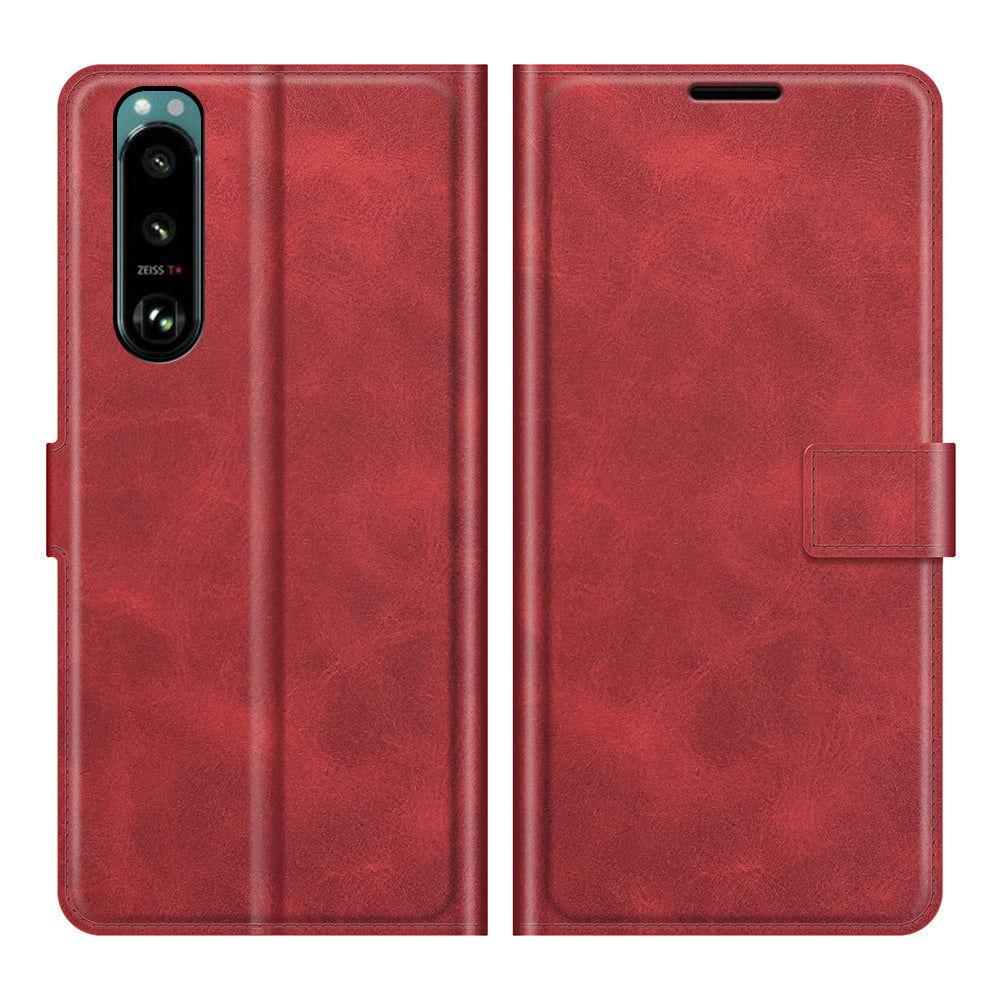 Leather Wallet Stand Protective Case Magnetic Square Clasp Cover for Sony Sony Xperia 5 III 5G