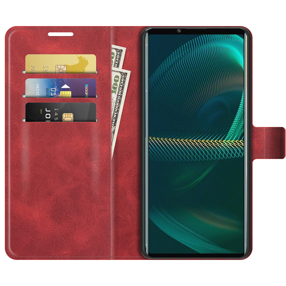 Leather Wallet Stand Protective Case Magnetic Square Clasp Cover for Sony Sony Xperia 5 III 5G