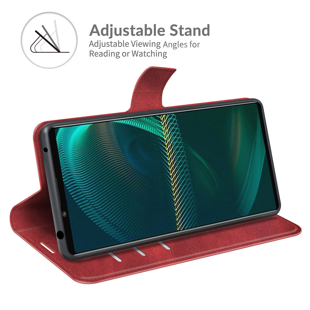 Leather Wallet Stand Protective Case Magnetic Square Clasp Cover for Sony Sony Xperia 5 III 5G