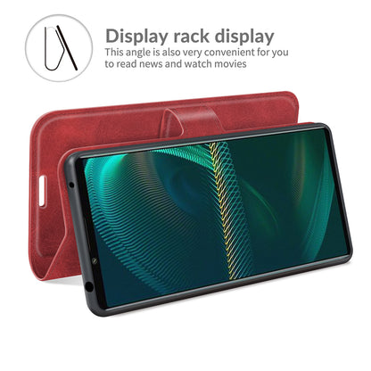 Leather Wallet Stand Protective Case Magnetic Square Clasp Cover for Sony Sony Xperia 5 III 5G