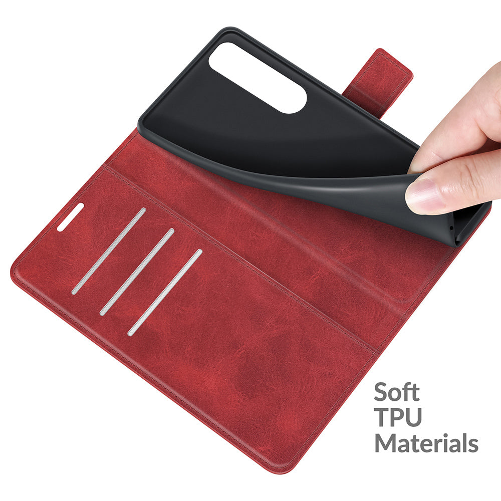 Leather Wallet Stand Protective Case Magnetic Square Clasp Cover for Sony Sony Xperia 5 III 5G