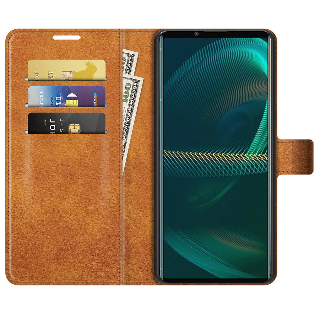 Leather Wallet Stand Protective Case Magnetic Square Clasp Cover for Sony Sony Xperia 5 III 5G