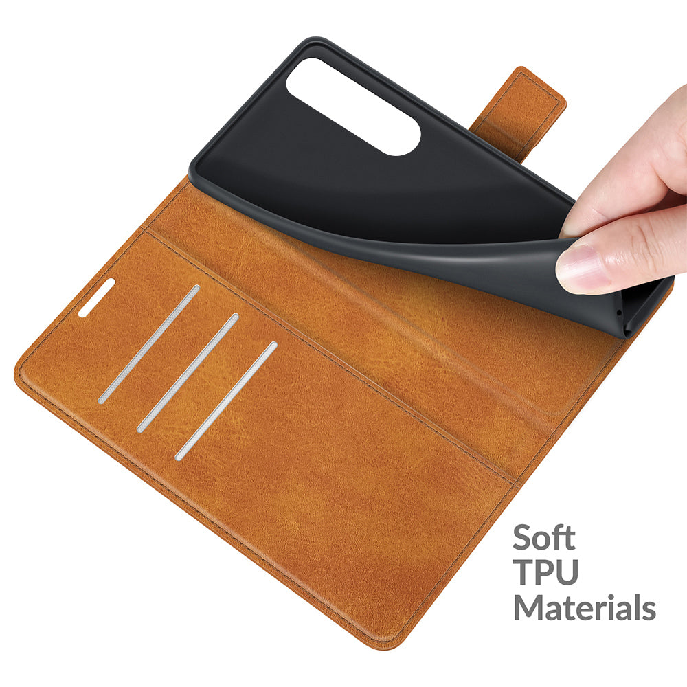 Leather Wallet Stand Protective Case Magnetic Square Clasp Cover for Sony Sony Xperia 5 III 5G
