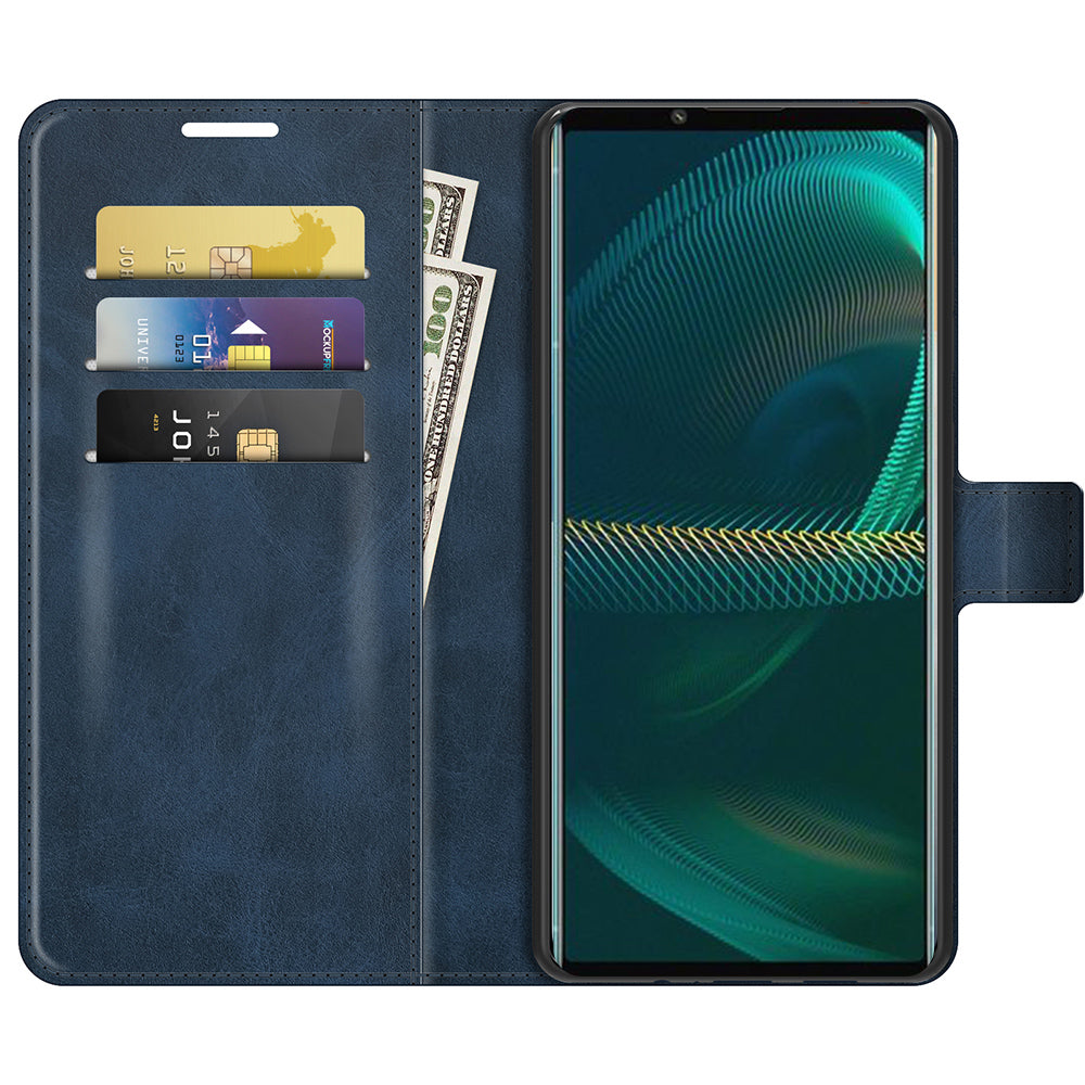 Leather Wallet Stand Protective Case Magnetic Square Clasp Cover for Sony Sony Xperia 5 III 5G