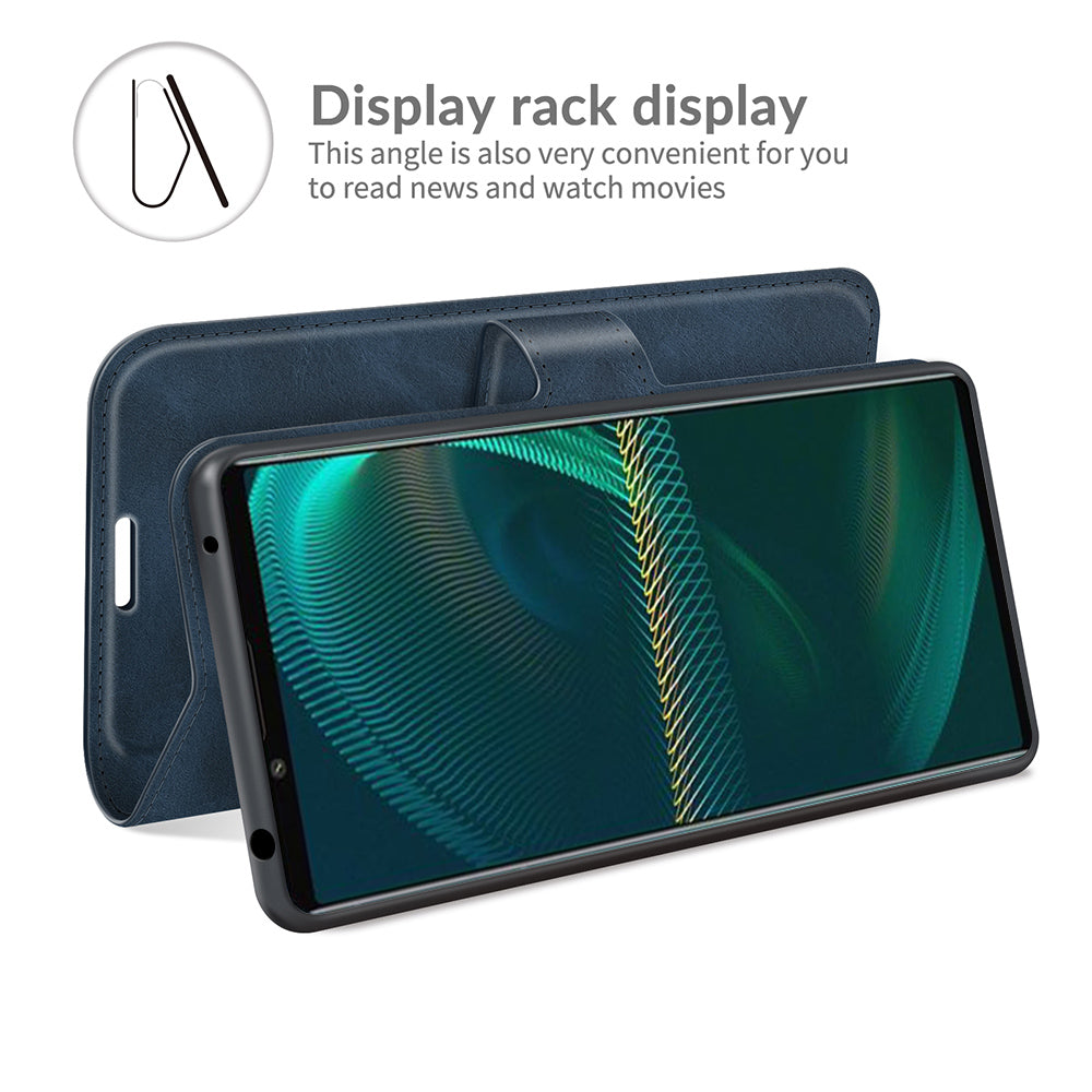 Leather Wallet Stand Protective Case Magnetic Square Clasp Cover for Sony Sony Xperia 5 III 5G