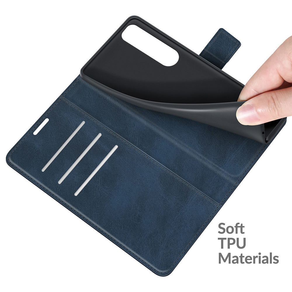 Leather Wallet Stand Protective Case Magnetic Square Clasp Cover for Sony Sony Xperia 5 III 5G