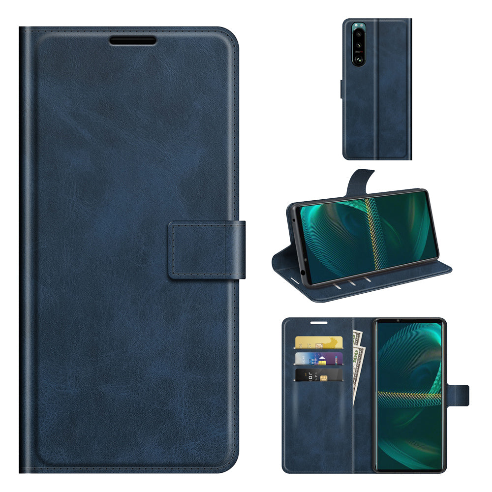 Leather Wallet Stand Protective Case Magnetic Square Clasp Cover for Sony Sony Xperia 5 III 5G