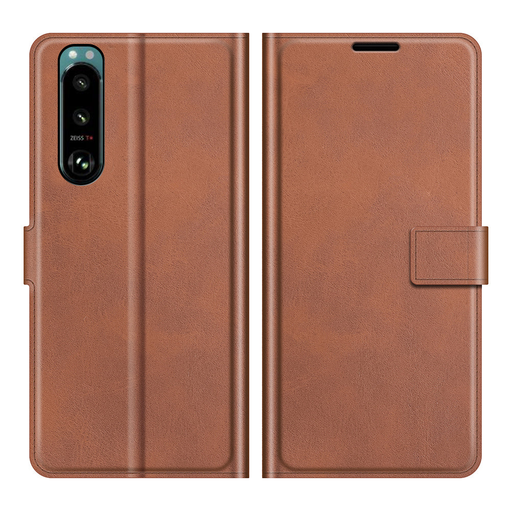 Leather Wallet Stand Protective Case Magnetic Square Clasp Cover for Sony Sony Xperia 5 III 5G