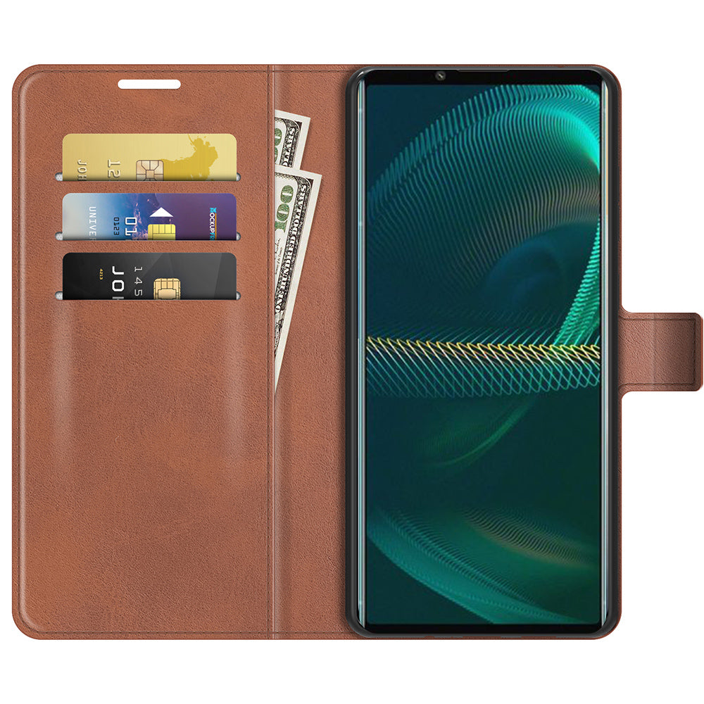 Leather Wallet Stand Protective Case Magnetic Square Clasp Cover for Sony Sony Xperia 5 III 5G