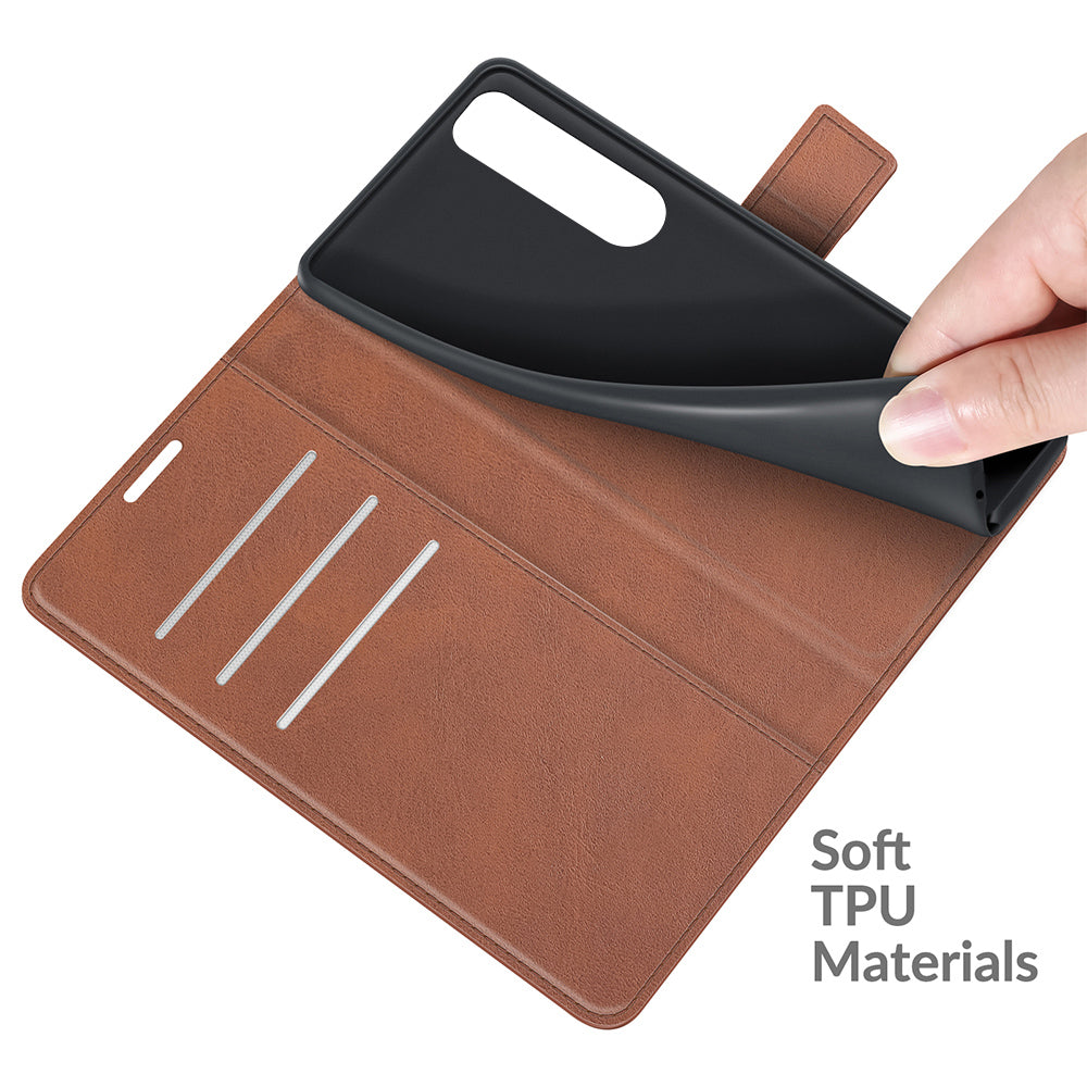 Leather Wallet Stand Protective Case Magnetic Square Clasp Cover for Sony Sony Xperia 5 III 5G