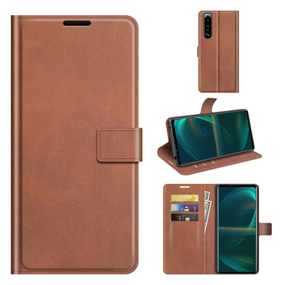 Leather Wallet Stand Protective Case Magnetic Square Clasp Cover for Sony Sony Xperia 5 III 5G