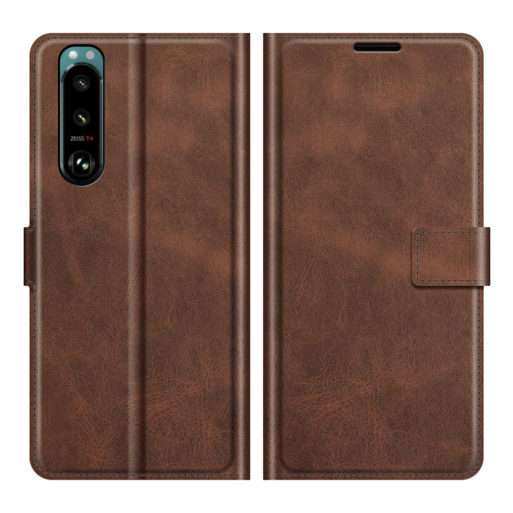 Leather Wallet Stand Protective Case Magnetic Square Clasp Cover for Sony Sony Xperia 5 III 5G