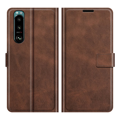 Leather Wallet Stand Protective Case Magnetic Square Clasp Cover for Sony Sony Xperia 5 III 5G