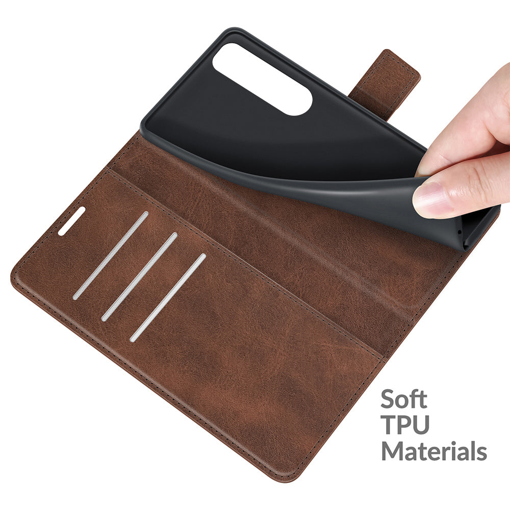 Leather Wallet Stand Protective Case Magnetic Square Clasp Cover for Sony Sony Xperia 5 III 5G