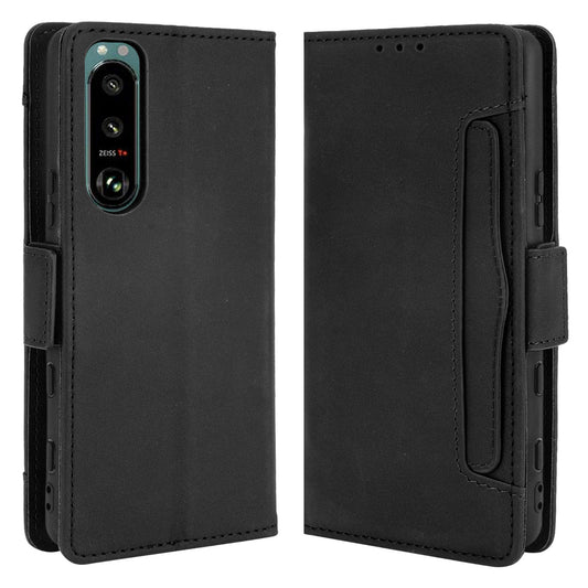 Multiple Card Slots Design Wallet Stand Leather Protection Phone Case Shell for Sony Xperia 5 III 5G