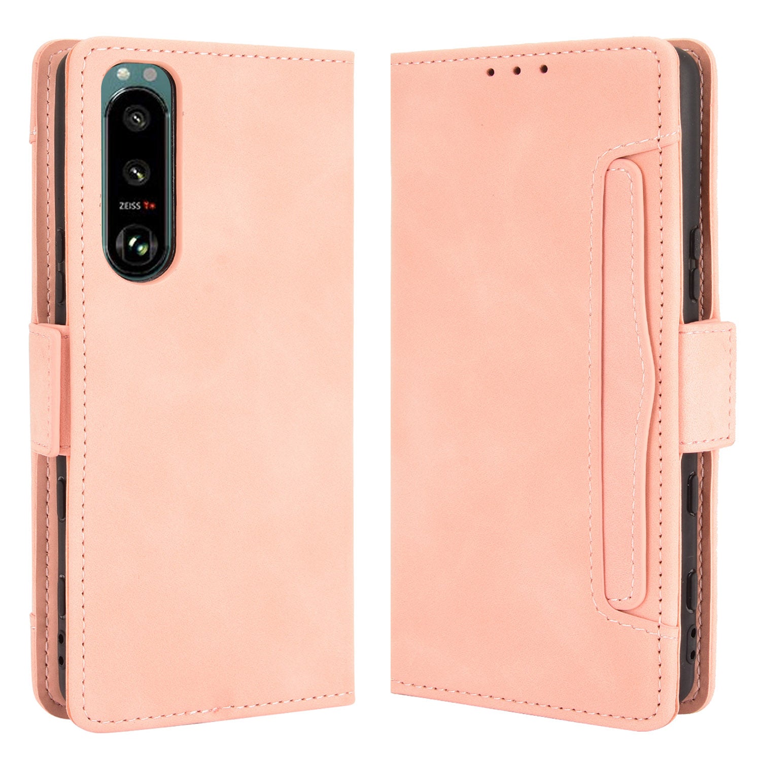 Multiple Card Slots Design Wallet Stand Leather Protection Phone Case Shell for Sony Xperia 5 III 5G