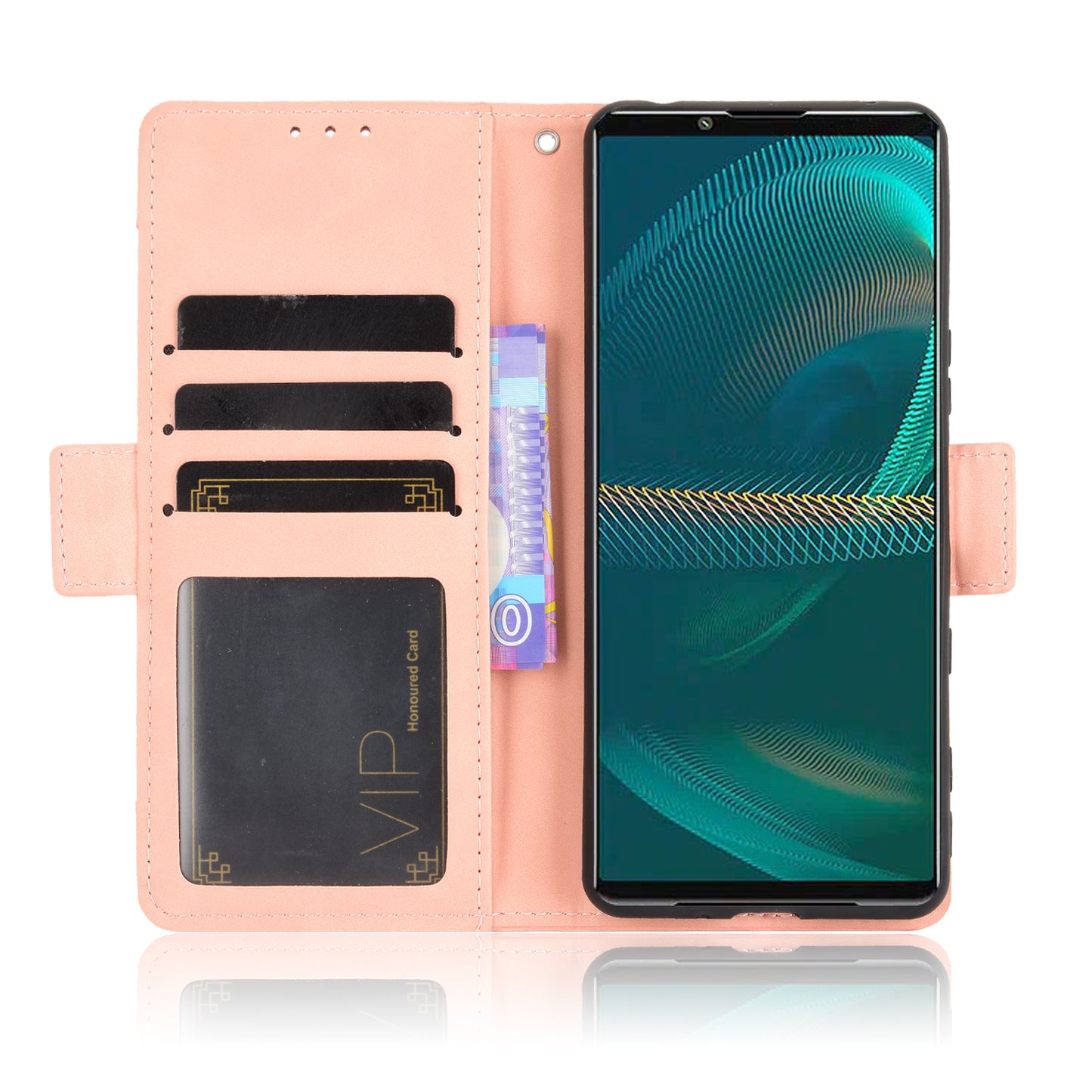 Multiple Card Slots Design Wallet Stand Leather Protection Phone Case Shell for Sony Xperia 5 III 5G