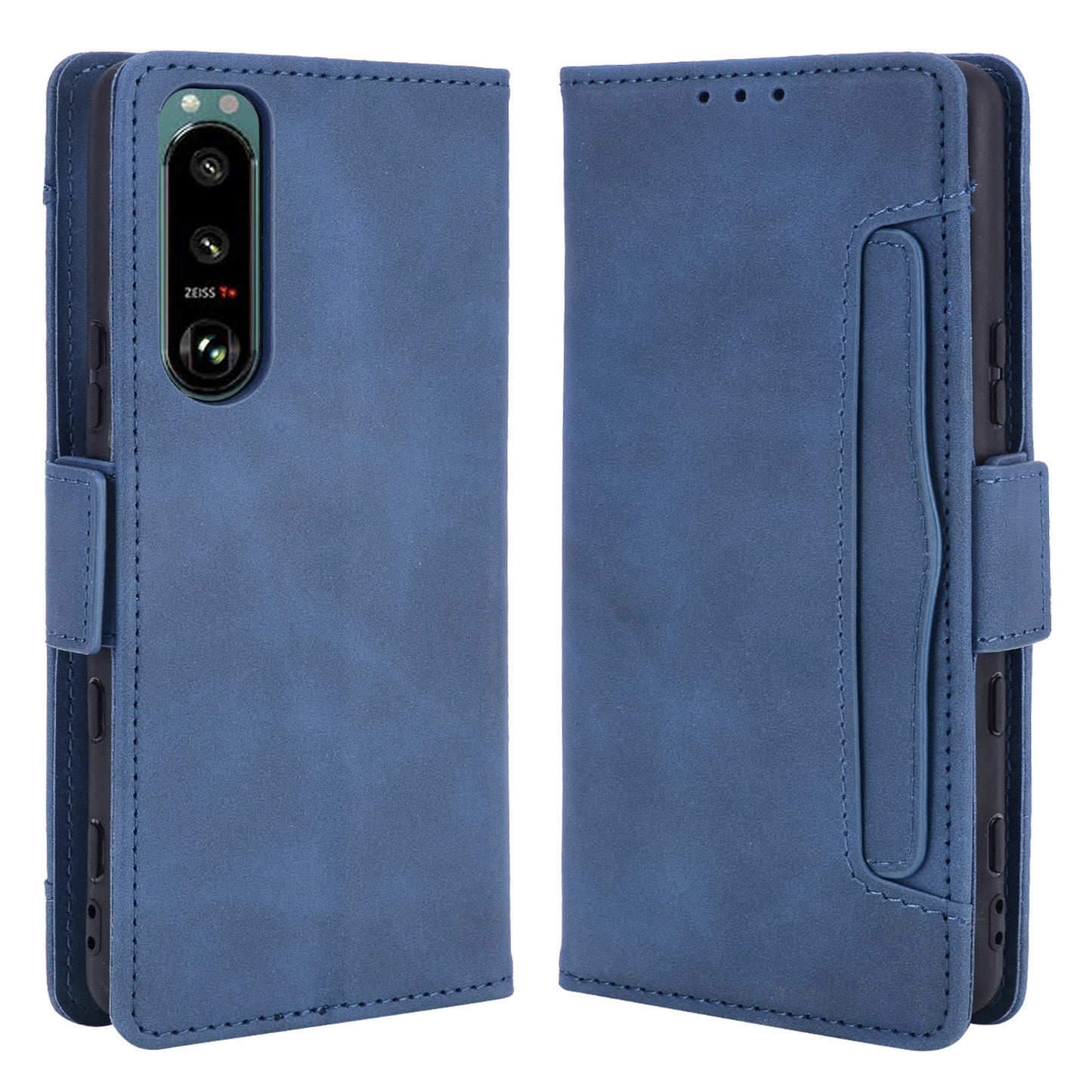 Multiple Card Slots Design Wallet Stand Leather Protection Phone Case Shell for Sony Xperia 5 III 5G