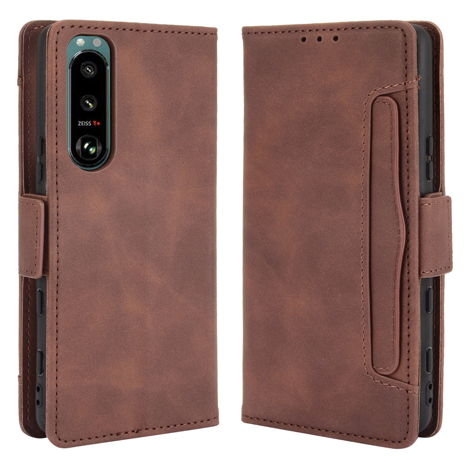 Multiple Card Slots Design Wallet Stand Leather Protection Phone Case Shell for Sony Xperia 5 III 5G