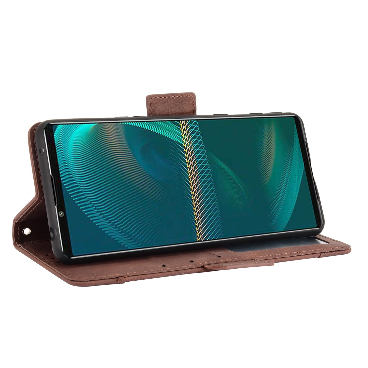 Multiple Card Slots Design Wallet Stand Leather Protection Phone Case Shell for Sony Xperia 5 III 5G