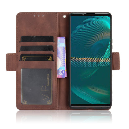 Multiple Card Slots Design Wallet Stand Leather Protection Phone Case Shell for Sony Xperia 5 III 5G