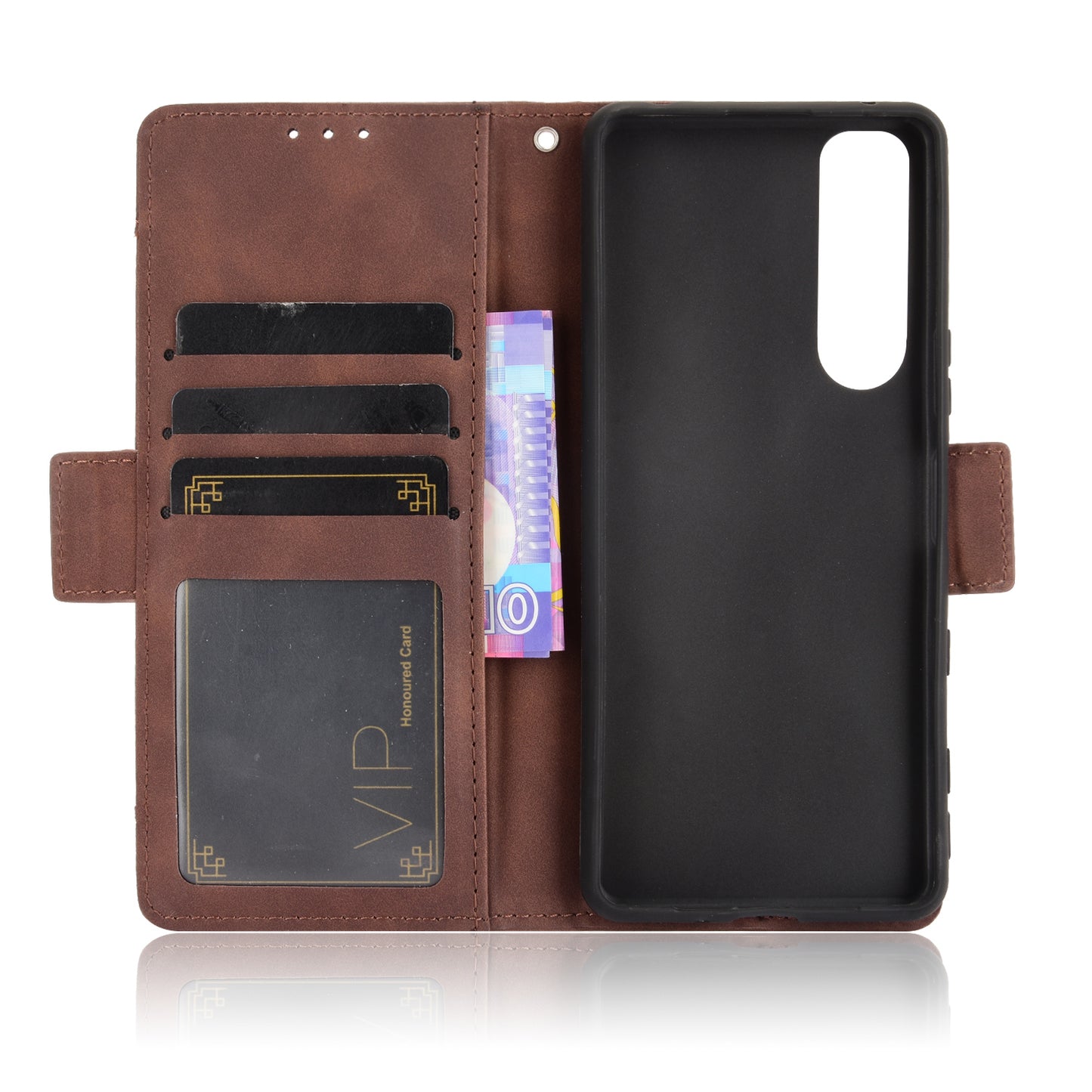 Multiple Card Slots Design Wallet Stand Leather Protection Phone Case Shell for Sony Xperia 5 III 5G