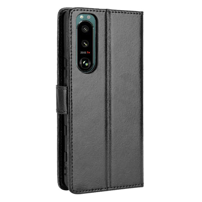 Crazy Horse Skin Leather Wallet Shell Protective Cover with Stand and Strap for Sony Xperia 5 III 5G