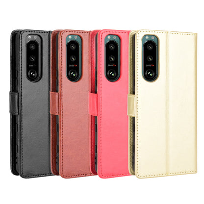Crazy Horse Skin Leather Wallet Shell Protective Cover with Stand and Strap for Sony Xperia 5 III 5G