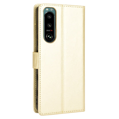 Crazy Horse Skin Leather Wallet Shell Protective Cover with Stand and Strap for Sony Xperia 5 III 5G