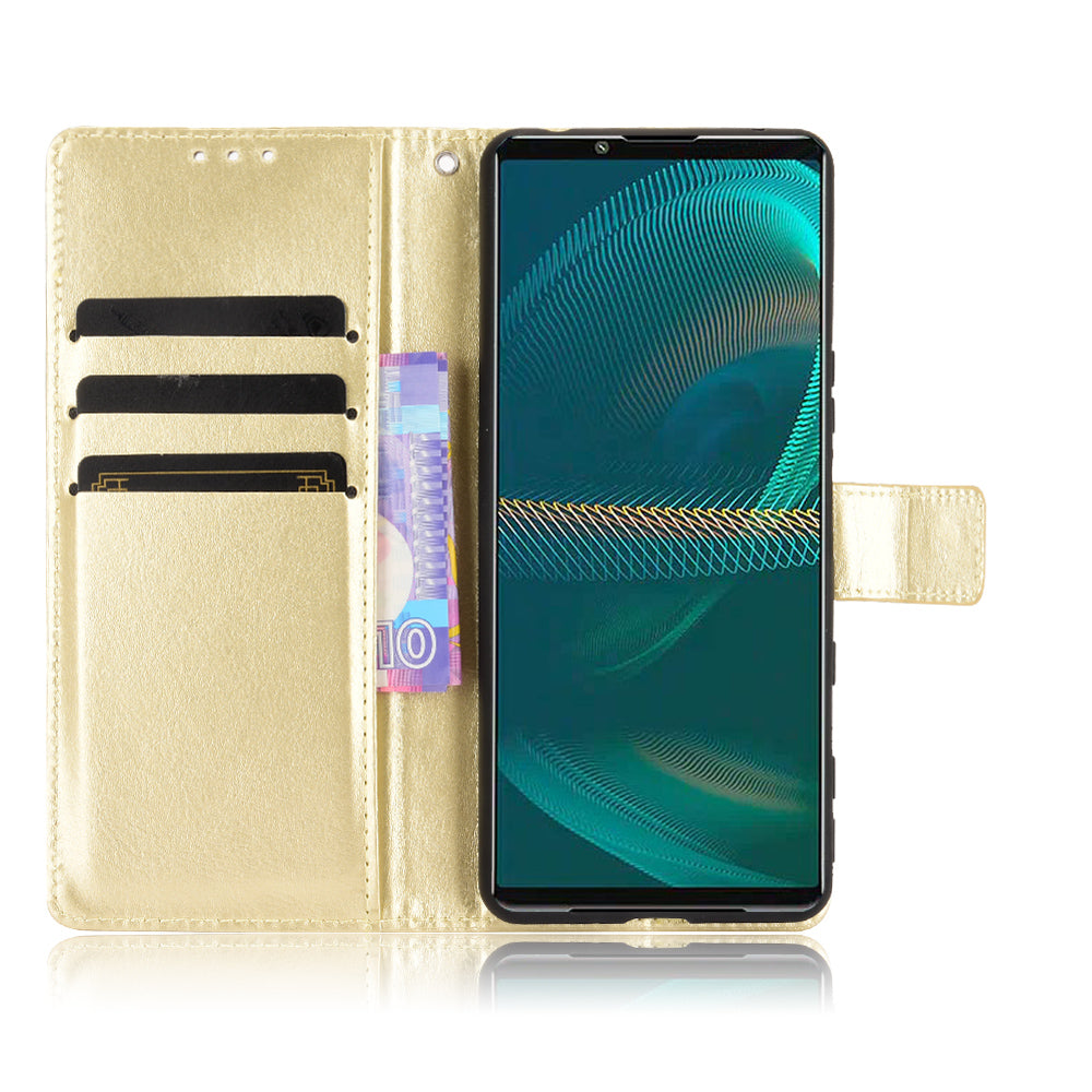 Crazy Horse Skin Leather Wallet Shell Protective Cover with Stand and Strap for Sony Xperia 5 III 5G
