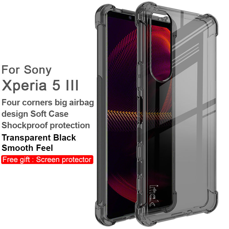 IMAK Airbag Shock-resistant TPU Soft Mobile Phone Case Cover with Screen Protector for Sony Xperia 5 III 5G