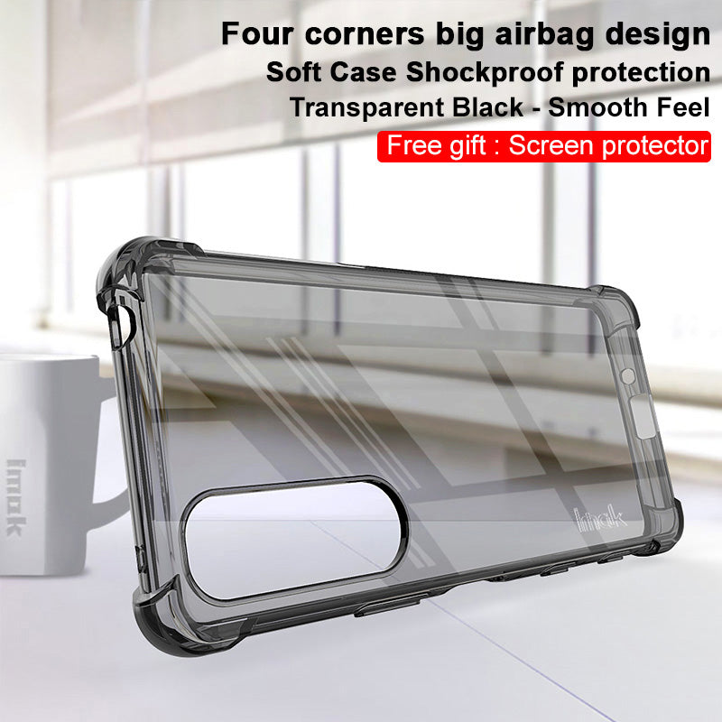 IMAK Airbag Shock-resistant TPU Soft Mobile Phone Case Cover with Screen Protector for Sony Xperia 5 III 5G