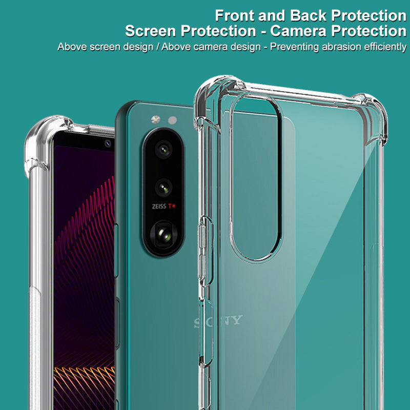 IMAK Airbag Shock-resistant TPU Soft Mobile Phone Case Cover with Screen Protector for Sony Xperia 5 III 5G