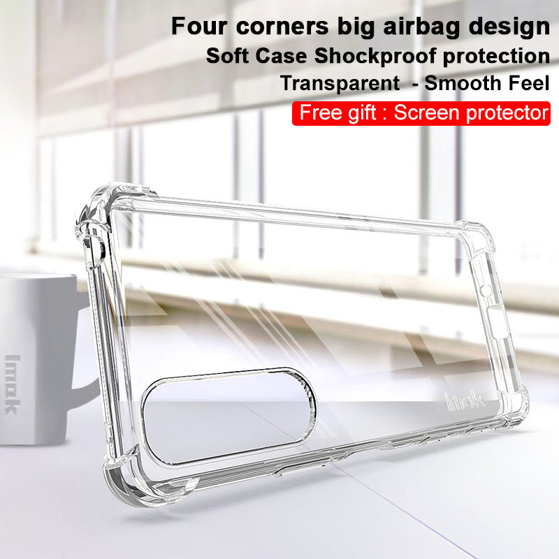IMAK Airbag Shock-resistant TPU Soft Mobile Phone Case Cover with Screen Protector for Sony Xperia 5 III 5G