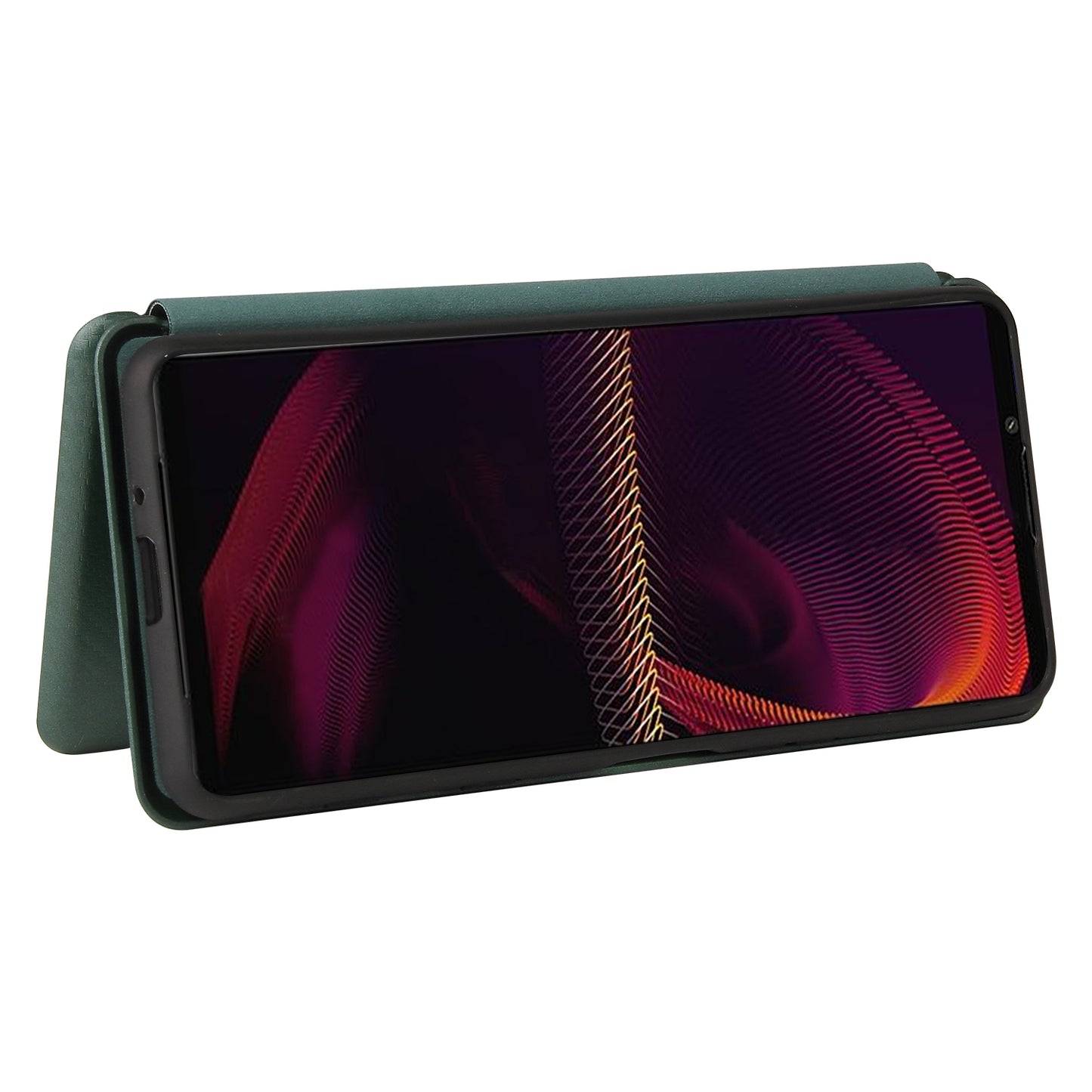 Carbon Fiber Texture Auto-absorbed Cell Phone Stand Cover for Sony Xperia 5 III 5G