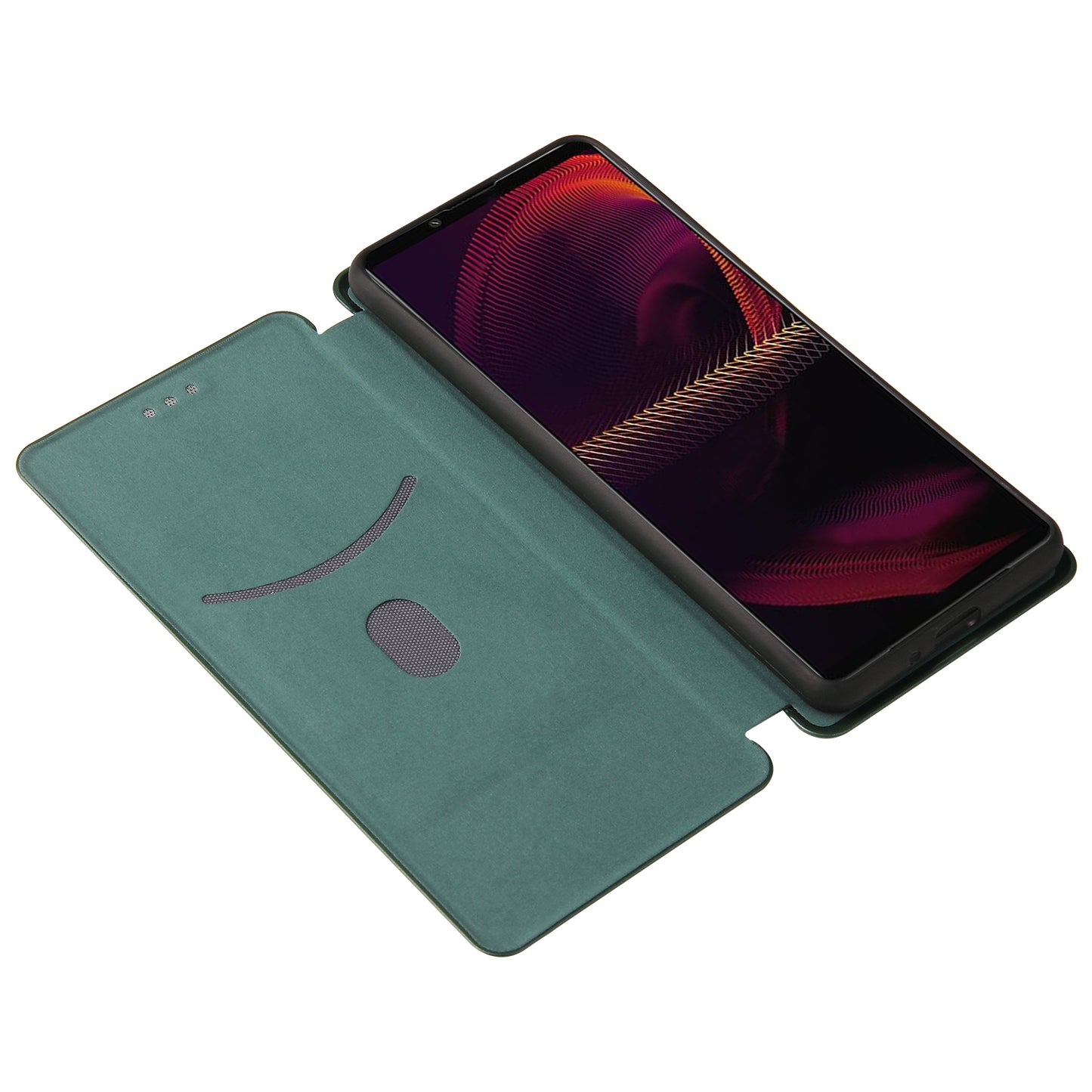 Carbon Fiber Texture Auto-absorbed Cell Phone Stand Cover for Sony Xperia 5 III 5G