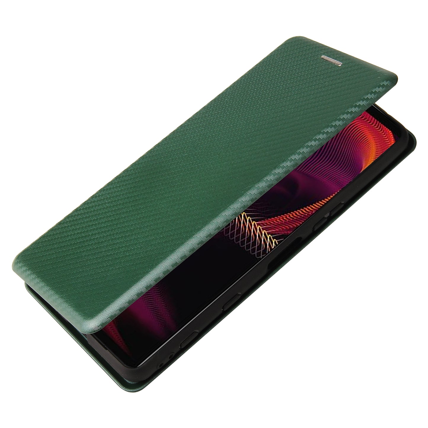 Carbon Fiber Texture Auto-absorbed Cell Phone Stand Cover for Sony Xperia 5 III 5G