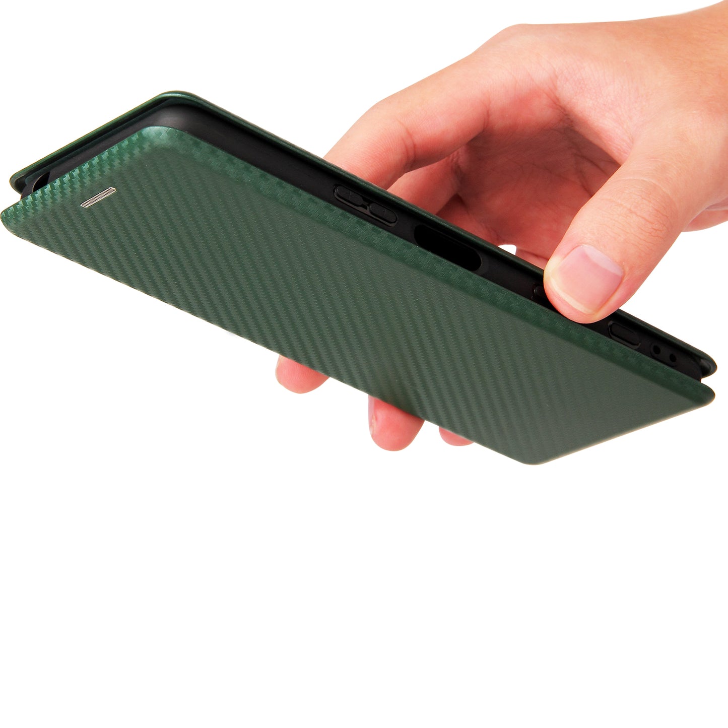 Carbon Fiber Texture Auto-absorbed Cell Phone Stand Cover for Sony Xperia 5 III 5G