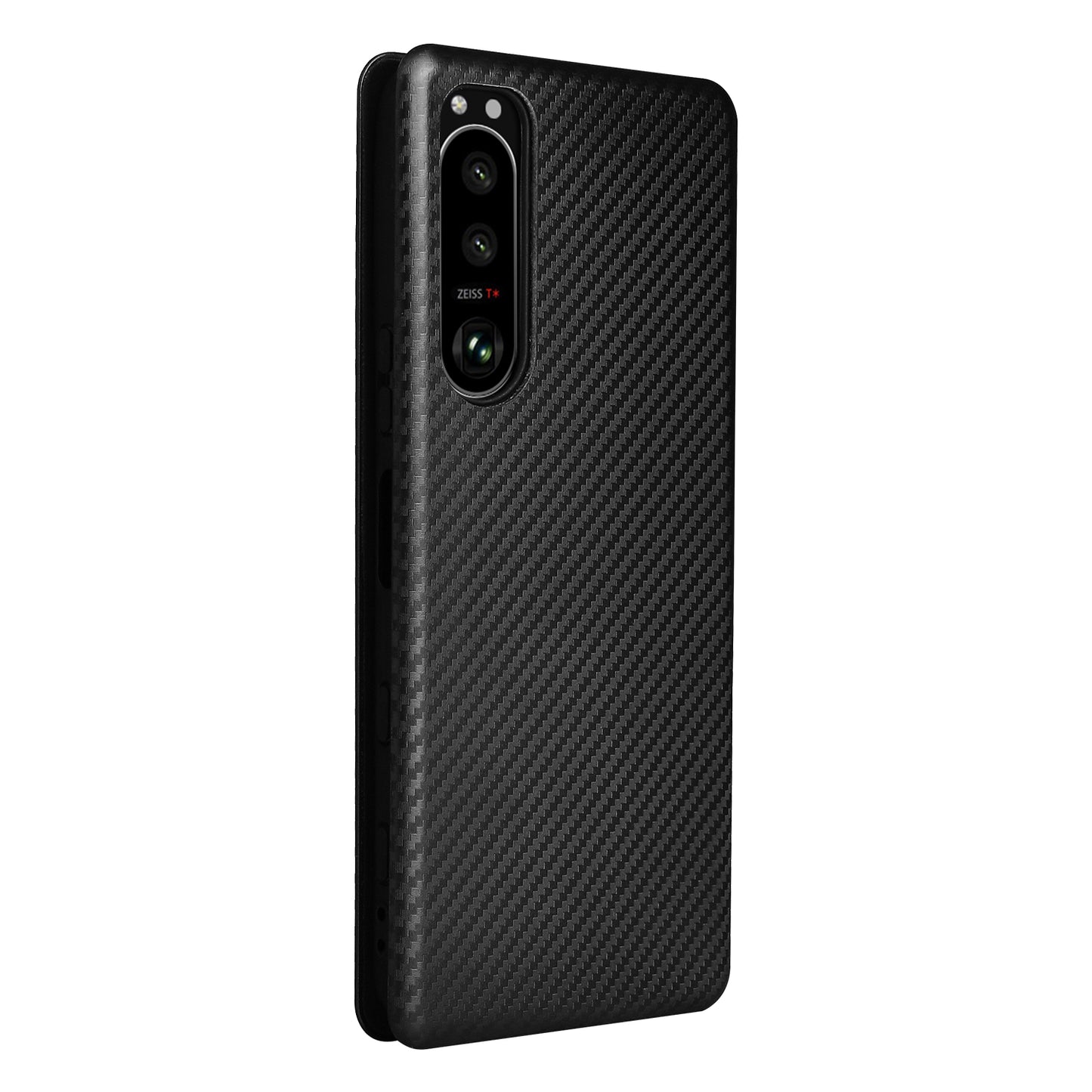 Carbon Fiber Texture Auto-absorbed Cell Phone Stand Cover for Sony Xperia 5 III 5G